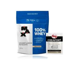 Whey Protein 100% Concentrado Max titanium 900g Refil Way Wei + Dose Diversas Vitafor