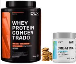 Whey Protein 100% Concentrado Sabor Cookies 900g+Creatina Monohidratada 100% de 300g-Dux Nutrition