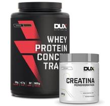 Whey Protein 100% Concentrado Sabor Doce de Leite de 900g+Creatina Monohidratada 100% de 300g-Dux Nutrition