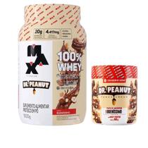 Whey Protein 100% Dr Peanut Pote 900g Max Titanium + Pasta De Amendoim Dr Peanut