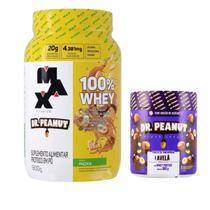 Whey Protein 100% Dr Peanut Pote 900g Max Titanium + Pasta De Amendoim Dr Peanut