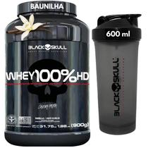 Whey Protein 100% HD Pure POTE 900g + COQUETELEIRA 600ml - Kit Black Skull Whey 100% HD 3W Isolado - Hidrolisado - Concentrado + SHAKEIRA