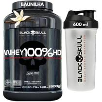 Whey Protein 100% HD Pure POTE 900g + COQUETELEIRA 600ml - Kit Black Skull Whey 100% HD 3W Isolado - Hidrolisado - Concentrado + SHAKEIRA