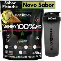 Whey Protein 100% HD REFIL + Coqueteleira 600ml - Kit Black Skull Whey Isolado Concentrado Hidrolisado + Shakeira 600ml