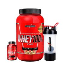 Whey Protein 100% Puro 907g - Integralmedica+Omega 3 100% - 60 Cápsulas Integralmedica+Coqueteleira 700 ML