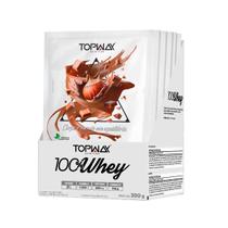Whey protein 100% sabor chocolate com avelã topway display com 10 sachês individual de 35g