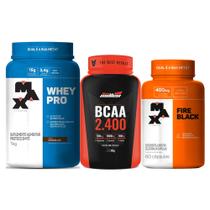 Whey Protein 1kg + BCAA 120 cápsulas + Cafeina - Max Titanium