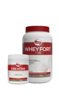 Whey Protein 3W Fort Pote de 900g Sabor Baunilha e Creatina (Creatine)de 300g -Combo Vitafor