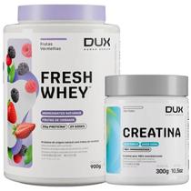 Whey Protein 3W Fresh Whey Frutas Vermelhas 900g E Creatina Monohidratada 300g DUX - Kit Original
