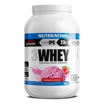 Whey Protein 3W Sabor Morango Cream 900G Nutrilatina