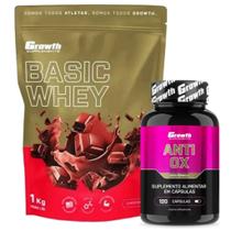 Whey Protein Basic 1Kg + Anti-Ox Antioxidante 120 Cap Growth