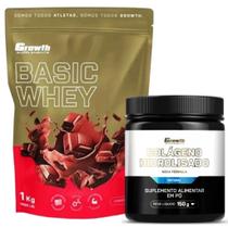 Whey Protein Basic 1Kg + Colágeno Em Pó 150g Growth