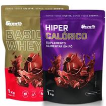 Whey Protein Basic 1Kg + Hipercalórico 1Kg Chocolate Growth