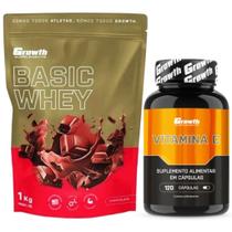 Whey Protein Basic 1Kg + Vitamina C 120 Caps Growth