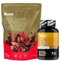 Whey Protein Basic 1Kg + Vitamina C 120 Caps Growth