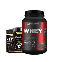 Whey protein chocolate 900g + pré treino blueberry creatina Whey protein chocolate 900g + pré treino blueberry creatina
