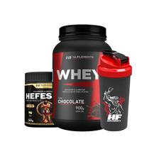 Whey Protein Chocolate 900G + Pré Treino Limonada + Coq