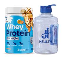 Whey Protein com Creatina J & I Health 720g + Garrafa para Academia 2 litros com alça