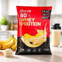 Whey Protein Concentrado 1kg Growth Supplements Sabor Banana Whey Protein Concentrado 1kg Growth Supplements Sabor Banana