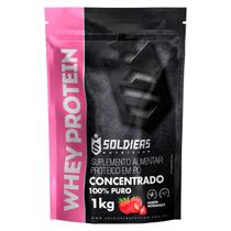 Whey Protein Concentrado 1Kg - Morango - Importado - Soldiers Nutrition