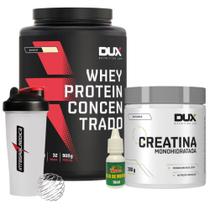 Whey Protein Concentrado 900G + Creatina 300g - Dux Nutrition + Óleo de Menta + Coqueteleira IM