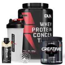 Whey Protein Concentrado - 900g - Dux + Whey Shake 250ml + Creatina - 300g - Black + Coq - IM - Dux Nutrition