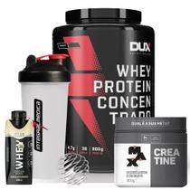 Whey Protein Concentrado - 900g - Dux + Whey Shake 250ml + Creatina - 300g - Max + Coq - IM