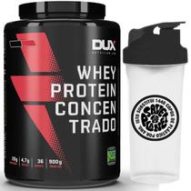 Whey Protein Concentrado 900G Morango Dux Coqueteleira 700Ml