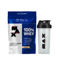 Whey Protein Concentrado Baunilha 900g Mix + Coqueteleira 700ml Max Titanium Whey Protein Concentrado Baunilha 900g Mix + Coqueteleira 700ml Max Titanium