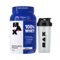 Whey Protein Concentrado Baunilha Pote 900g Mix + Coqueteleira 700ml Max Titanium Whey Protein Concentrado Baunilha Pote 900g Mix + Coqueteleira 700ml Max Titanium