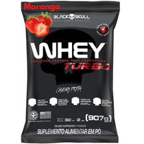 Whey Protein Concentrado TURBO p/ Ganho de Massa Muscular - BLACK SKULL 907G - Refil