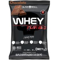 Whey Protein Concentrado TURBO p/ Ganho de Massa Muscular - BLACK SKULL 907G - Refil