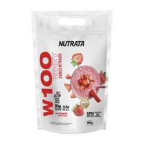 Whey Protein Concentrado W100 900g sabor Morango Nutrata