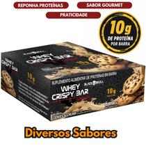 Whey Protein Crispy Bar Black Skull Caixa C/12un Recuperação Muscular, Saciedade Whey Protein Crispy Bar Black Skull Caixa C/12un Recuperação Muscular, Saciedade