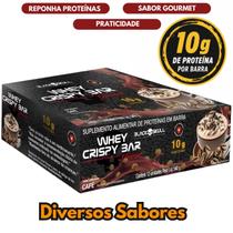 Whey Protein Crispy Bar Black Skull Caixa C/12un Recuperação Muscular, Saciedade Whey Protein Crispy Bar Black Skull Caixa C/12un Recuperação Muscular, Saciedade