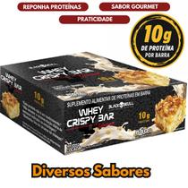 Whey Protein Crispy Bar Black Skull Caixa C/12un Recuperação Muscular, Saciedade Whey Protein Crispy Bar Black Skull Caixa C/12un Recuperação Muscular, Saciedade