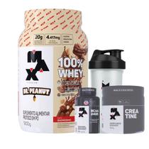 Whey Protein Dr Peanut 100% Bueníssimo Mix + Creatina Bcaa + Coqueteleira 700ml Max Titanium