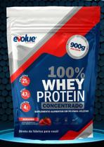 Whey protein evolue 100% concentrado 900 gramas, sabor morango
