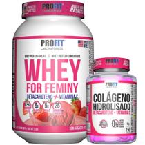 Whey Protein Feminino For Feminy 907g + Colágeno Hidrolisado 150 Cápsulas - Profit