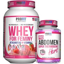 Whey Protein For Feminy 907g + Termogênico Pro Abdomen Hers 60 Cápsulas - Profit