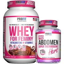 Whey Protein For Feminy 907g + Termogênico Pro Abdomen Hers 60 Cápsulas - Profit