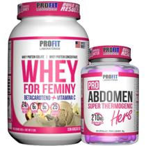 Whey Protein For Feminy 907g + Termogênico Pro Abdomen Hers 60 Cápsulas - Profit