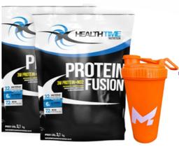 Whey protein fusion 3w 4,2kg healthtime (2 refis) + COQUETELEIRA 700ML