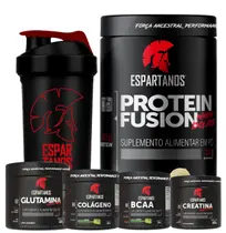 Whey Protein Fusion + Bcaa + Crea + Gluta + Colágeno + Copo - Espartanos
