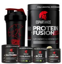 Whey Protein Fusion + Bcaa + Crea + Gluta + Colágeno + Copo - Espartanos