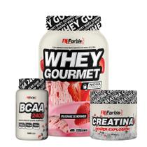Whey Protein Gourmet Pote 907g + Creatina 300g + Glutamina 150g + Bcaa - Fn Forbis