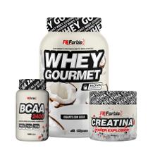 Whey Protein Gourmet Pote 907g + Creatina 300g + Glutamina 150g + Bcaa - Fn Forbis