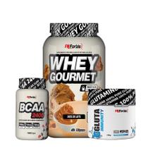 Whey Protein Gourmet Pote 907g + Glutamina 150g + Bcaa 100 Caps - Fn Forbis