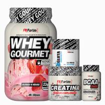 Whey Protein Gourmet Pote 907g + Glutamina 150g + Bcaa 100 Caps - Fn Forbis