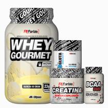Whey Protein Gourmet Pote 907g + Glutamina 150g + Bcaa 100 Caps - Fn Forbis